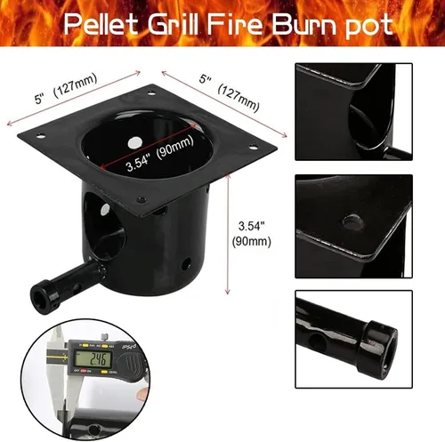 Vista 2 de Kit de encendido de barra caliente y olla de fuego esmaltada de porcelana de acero resistente, piezas de repuesto para parrilla de pellets Pit Boss