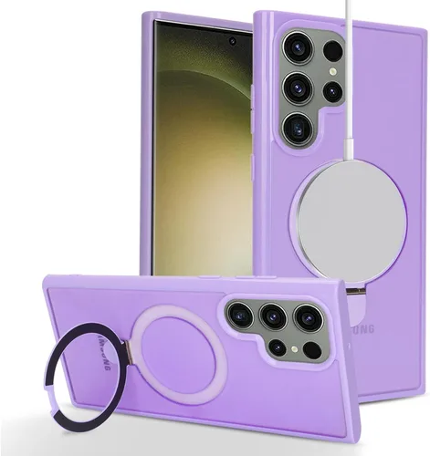 Vista 11 de Cavor - Funda para Samsung S23 Ultra, compatible con MagSafe, lavanda Funda para teléfono Galaxy S23 Ultra con función atril, protección suave,