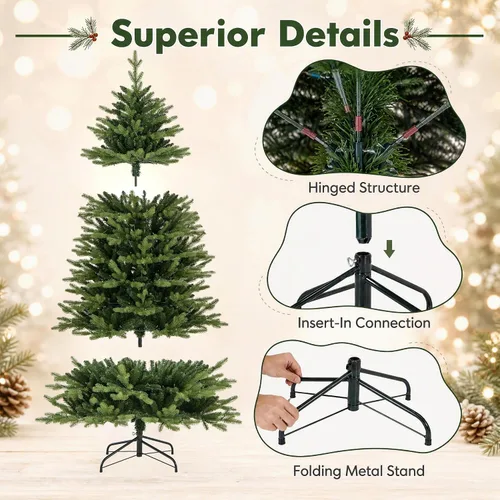 Vista 6 de COSTWAY Árbol de Navidad artificial de 5 pies con 11 modos de iluminación