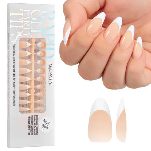 Vista 19 de GELPARTY - Puntas de uñas francesas X-Nude Short Almond, 150 unidades, 15 Desnudo