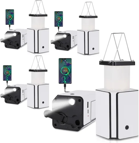 Vista 9 de Linterna solar LED recargable de emergencia, recargable solar blanca, tipo C recargable, generación de energía de manivela de luces de emergencia