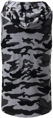 Vista 4 de Camiseta sin mangas para hombre, camiseta sin mangas con capucha para hombre, camiseta de entrenamiento para culturismo, gimnasio, camiseta de corte