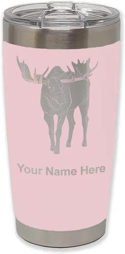 Vista 14 de LaserGram Vaso aislado al vacío de 20 onzas, alce, grabado personalizado incluido (negro)