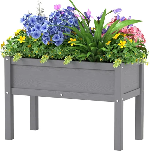 Vista 15 de Cama de jardín elevada pequeña de HDPE, jardinera elevada con patas, jardinera para exteriores resistente a la intemperie, camas elevadas para Aruba