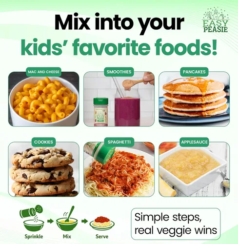 Vista 3 de Easy Peasie Polvos vegetales naturales para niños y comensales exigentes Aditivo de polvo de vegetales oculto para comidas y batidos