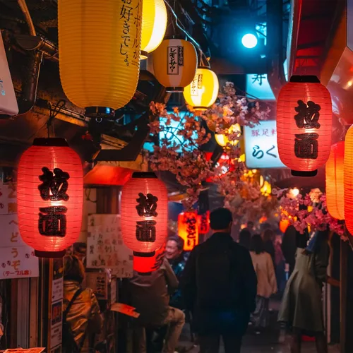 Vista 4 de Riakrum Farol de estilo japonés para decoración de fiesta japonesa, farol de seda roja de 14 pulgadas, decorativo, tradicional, colgante, barra