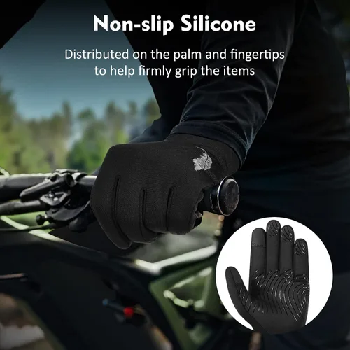 Vista 4 de Guantes deportivos de invierno cálidos para correr, para clima frío, guantes térmicos para pantalla táctil, guantes antideslizantes de forro polar