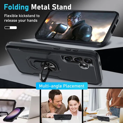 Vista 3 de Compatible con Samsung Galaxy S24/S25 Funda con Protector de Pantalla de Vidrio Templado, Resistente a Prueba de Golpes de Servicio Pesado Funda