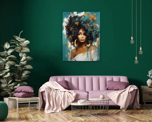 Vista 68 de Arte de pared afroamericano, decoración de rey y reina bailarín negro para sala de estar, arte de pareja de amor negro para dormitorio, lienzo
