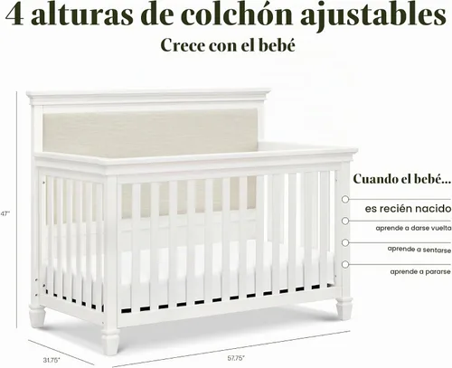 Vista 4 de Namesake Darlington - Cuna convertible 4 en 1, color blanco cálido