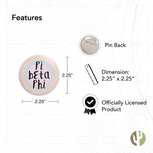 Vista 2 de Desert Cactus Pi Beta Phi Buttons Pin Sorority 3 Pieces of Variety Back Badge 2.25-inch