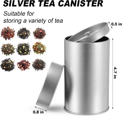 Vista 2 de Zopeal 3 Pack Tea Tin Canister with Airtight Double Lids 12 oz Can Box Canister for Loose Leaf Tea Storage Bag Container Portable Small Kitchen for