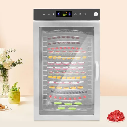 Vista 9 de Deshidratador de alimentos, bandejas de acero inoxidable, máquina deshidratadora comercial de frutas, secadora de carne de res de varios niveles
