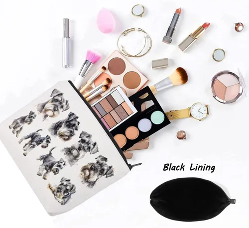 Vista 3 de LEVLO Bolsa de maquillaje cosmética Schnauzer miniatura Schnauzer amante regalo miniatura Schnauzer mamá bolsa de viaje Bolsa de viaje Schnauzer