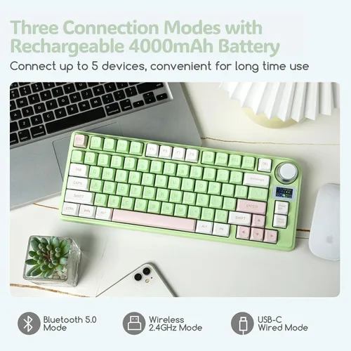 Vista 3 de EPOMAKER TH80-X - Teclado mecánico de junta, 75% de diseño, triple modo de intercambio en caliente, teclado para juegos con batería de 4000 mAh