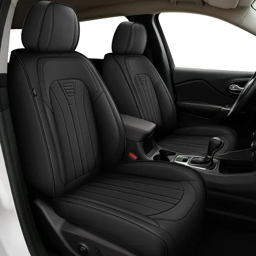 Vista 9 de CX-5 - Fundas de asiento delantero de piel sintética para Mazda CX-5 2013-2024 (negro y beige)