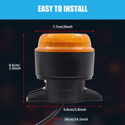 Vista 4 de Biqing Luz de advertencia LED ámbar, luces de carretilla elevadora de 24 V, luces estroboscópicas de emergencia, luces intermitentes de advertencia