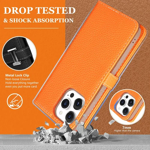 Vista 5 de Funermei Funda tipo cartera para iPhone 14 Pro Max para mujer, diseño de folio, fundas de lujo con tarjetero y soporte para tarjeta de crédito