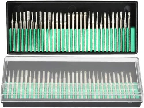 Vista 7 de TIMESETL Juego de 90 brocas de diamante para grabado, herramienta rotativa de tallado, vástago de 1/8 pulgadas (0.118 in), para vidrio, piedras