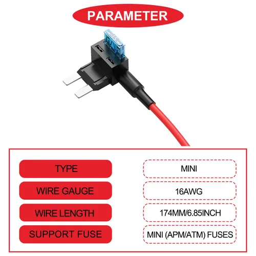 Vista 2 de Mini fusible de 16 piezas, adaptador de fusible de 12 V para añadir un circuito, con juegos de fusibles de hoja de cajero automático mini APM de 15