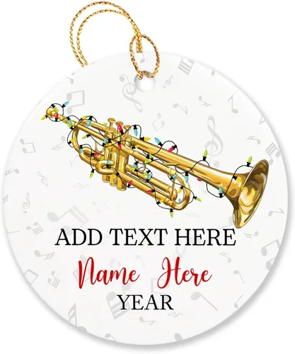 Vista 29 de Adorno de Navidad personalizado de acordeonista que toca acordeón, nombre personalizado y año, adorno de Navidad para acordeonista, instrumento