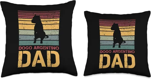 Vista 3 de Dogo Argentino Dad vintage dogs paw paws dog school Throw Pillow