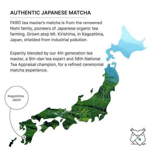 Vista 6 de FKRO Té Orgánico Maestro Grado Ceremonial Japonés Matcha Verde en Polvo. Primera Cosecha, Origen Único, Sin Azúcar. Enviado Fresco desde Japón Cada