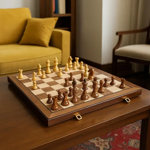 Vista 8 de Juego de ajedrez plegable extra grande de 20 pulgadas, tablero de madera de nogal y piezas de PVC pesadas, juego de torneo portátil para adultos