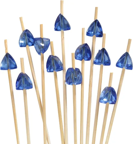 Vista 14 de BambooMN Pinchos decorativos de acrílico transparente de 5.9 pulgadas para sándwiches de frutas y cócteles de bambú para eventos de catering Claro