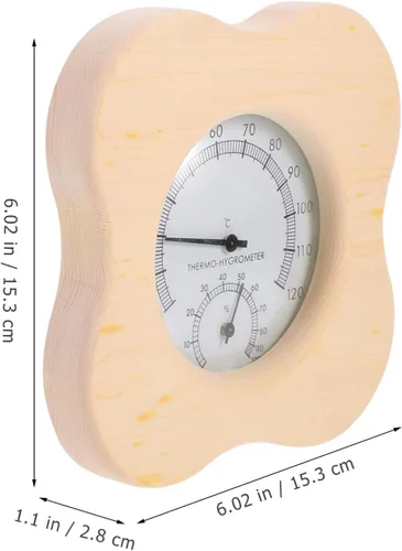 Vista 2 de NUOBESTY Multi-Functional Wooden Hygrometer Thermometer for Sauna Room, Indoor Humidity and Temperature Gauge, Sauna Accessories with Precise