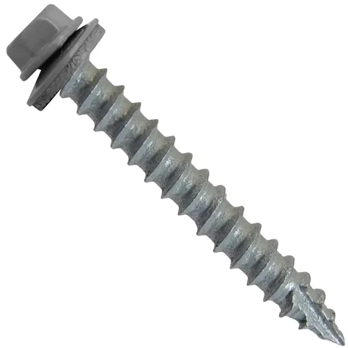 Vista 23 de Tornillos para techos de metal # 14: (250) tornillos x 2 "ABC gris Tornillo de techo de chapa de metal para techo. Tornillos de revestimiento