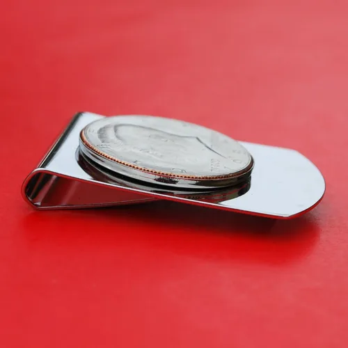 Vista 8 de US 1986 Kennedy Half Dollar Stainless Steel Large Money Clip NEW - Wide Design