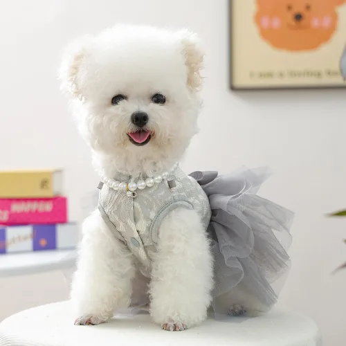 Vista 66 de ANIAC Daisy Vestidos para Perros Pequeños Hembra con Anillo para Correa, Nudo de Lazo Vestido de Boda para Cachorra, Traje de Gato de San Valentín