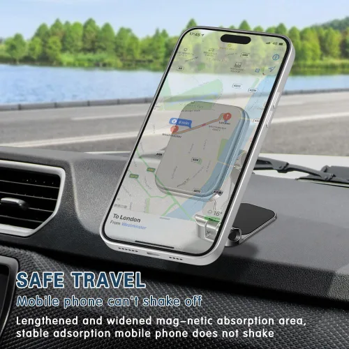 Vista 4 de Soporte para teléfono de coche, soporte para salpicadero de coche, soporte para teléfono celular, rotación de 360 grados, soporte magnético