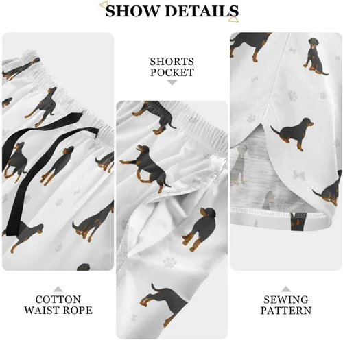 Vista 6 de vvfelixl Pantalones cortos de dormir para mujeres, cachorros, pantalones cortos de pijama con bolsillos, pantalones de dormir S-XXL