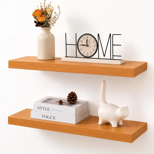 Vista 25 de Estantes flotantes de 20 pulgadas para pared, estante flotante de madera maciza de alta gama con soporte invisible resistente, estantes de pared
