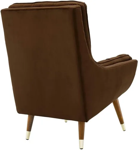 Vista 3 de Modway EEI-3001-BRN - Silla de salón tapizada de terciopelo con botones, color marrón