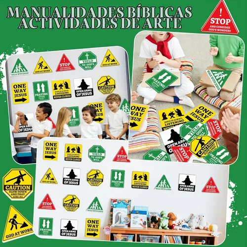 Vista 4 de 27 piezas de recortes religiosos de Jesús VBS Construcción Tráfico Señal de tráfico para Jesús, cumpleaños, aula, tablón de anuncios, decoración