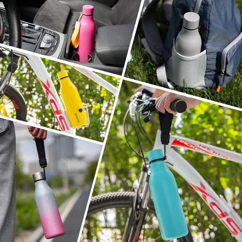 Vista 5 de BJPKPK Botellas de agua aisladas, botella de agua de metal de acero inoxidable de 12 onzas con correa, sin BPA a prueba de fugas, jarras, tazas