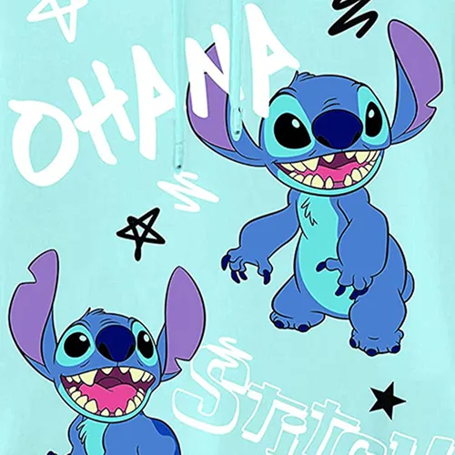 Vista 3 de Disney Sudadera con capucha Lilo and Stitch para mujer, diseño clásico de Lilo y Stitch Ohana, con estampado múltiple