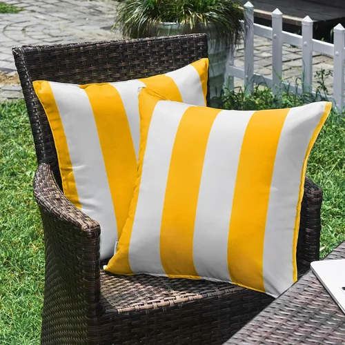 Vista 16 de WESTERN HOME WH - Juego de 2 fundas decorativas de cojín para exterior, a rayas, impermeables, de poliéster, para jardín, casa de campo moderna