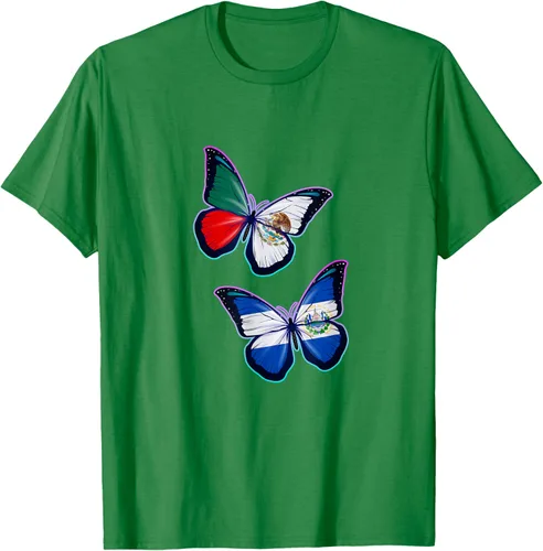 Vista 3 de Raíces biculturales de El Salvador y México. Versión mariposa Camiseta, Negro