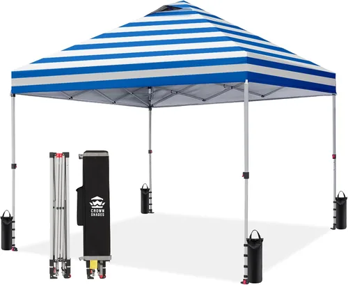 Vista 35 de CROWN SHADES Toldo desplegable de 8 x 8 pulgadas, tienda de campaña de playa con instalación CenterLok de un empuje, parasol fácil para exteriores