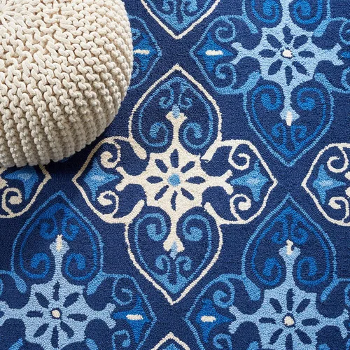 Vista 7 de SAFAVIEH Four Seasons Collection FRS232A - Alfombra de pasillo floral enganchada a mano, 2 pies 3 pulgadas x 8 pies, color azul marino/marfil