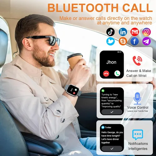 Vista 4 de Reloj inteligente para hombres y mujeres (respuesta/hacer llamadas), nuevo reloj inteligente HD de 1.91 pulgadas, reloj de fitness con más de 120