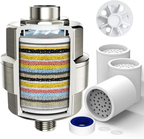 Vista 16 de Filtro de ducha de 20 etapas para agua dura, con 1 cartucho reemplazable, filtro de agua de ducha de alto rendimiento para eliminar cloro y flúor