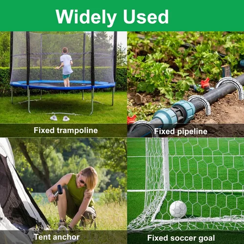 Vista 6 de Estacas de viento para trampolines de 12 pulgadas, estacas de refuerzo en forma de U, resistentes, anclaje de seguridad para suelo de acero