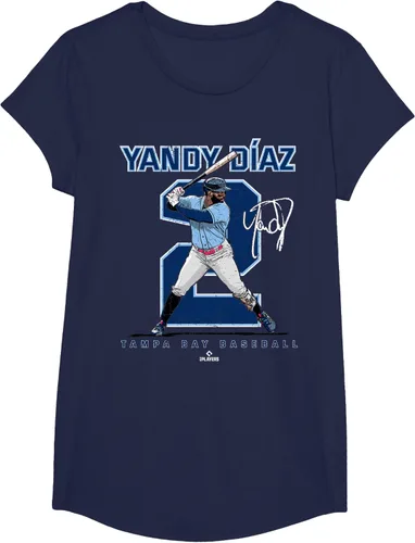 Vista 14 de Camiseta Number and Portrait Yandy Diaz Tampa Bay MLBPA, Negro