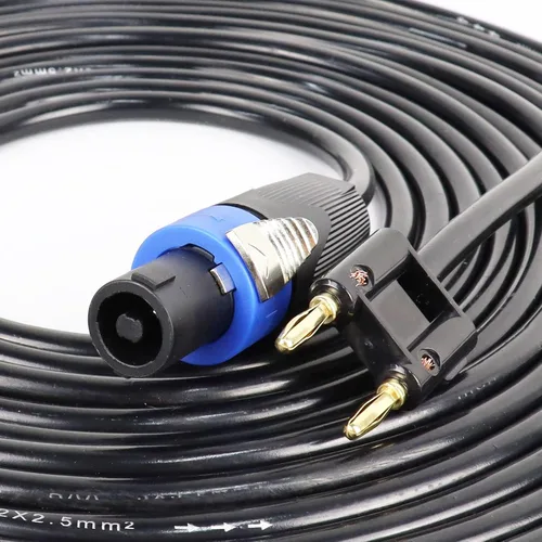Vista 12 de HBU Livehouse Pro PA DJ Audio Speakon - Paquete de 2 cables de 30 pies compatibles con doble punta de altavoz a amplificador de alimentación