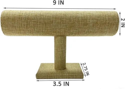 Vista 4 de Coward Soporte organizador de pulseras con barra en T, soporte de almacenamiento para joyería para la organización del hogar (lino amarillo)